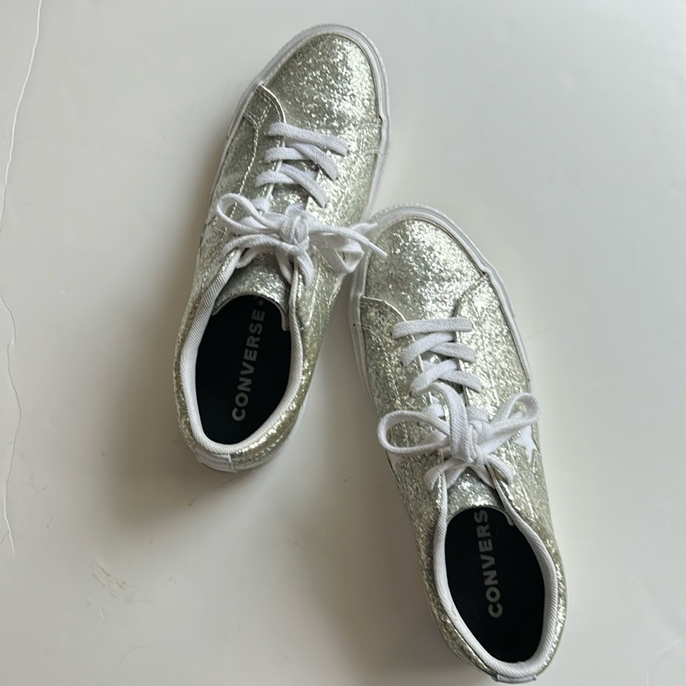 Converse Silver Glitter Custom All Star size 8 - Picture 2 of 11
